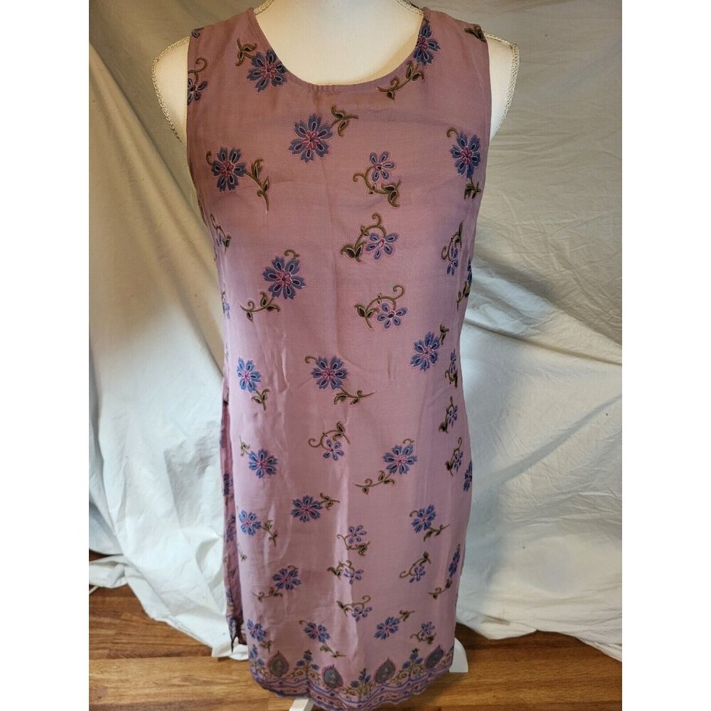 VTG VICTORIA HOLLEY FLORAL SLEEVELESS SPRING SUMMER DRESS SZ 8 Rayon Cotton‎ Y2K